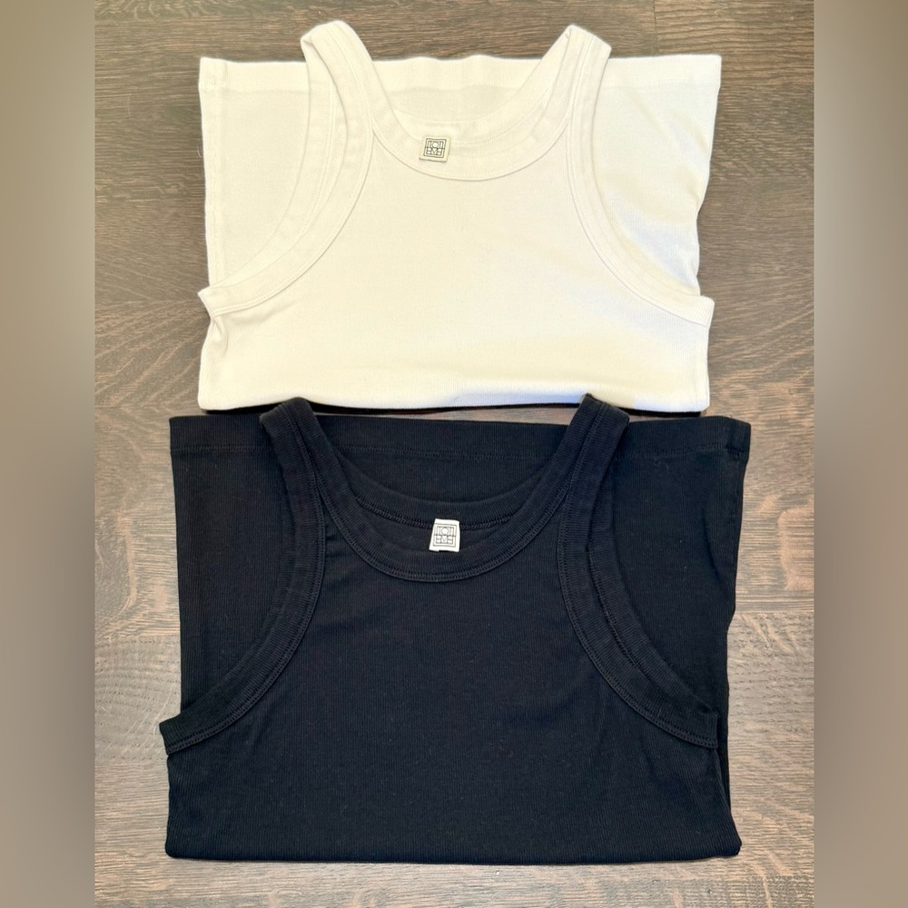 Toteme Curved Rib Tank Tops - Set of 2 Black White Small